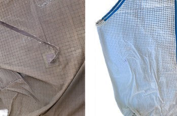 Summer rug in the process of being cleaned by L'Equino Essentials Equine Tack Cleaning Service