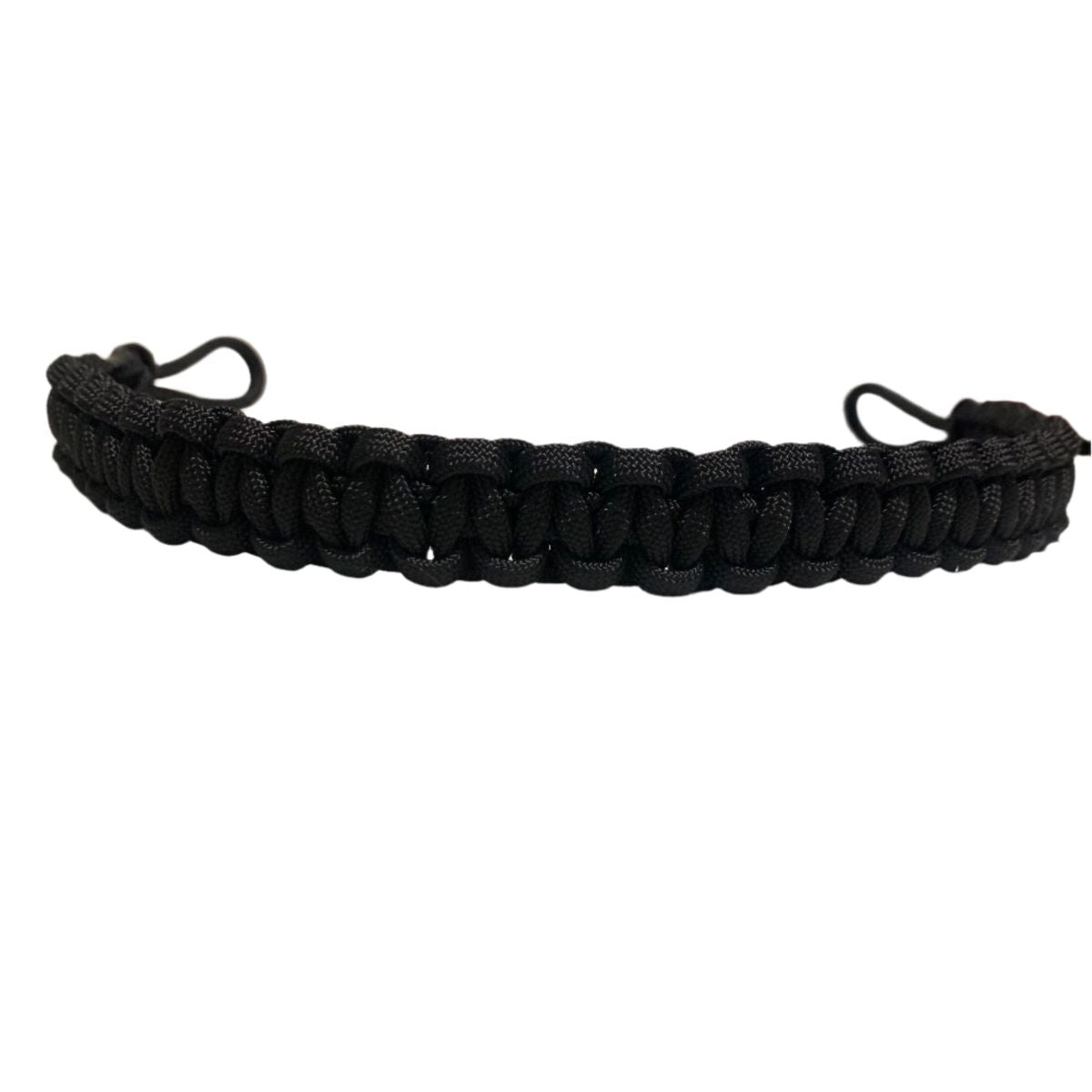 Black paracord browband on a white background