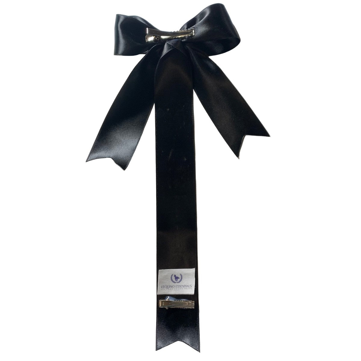 Black tail bow with a ribbon on a white background