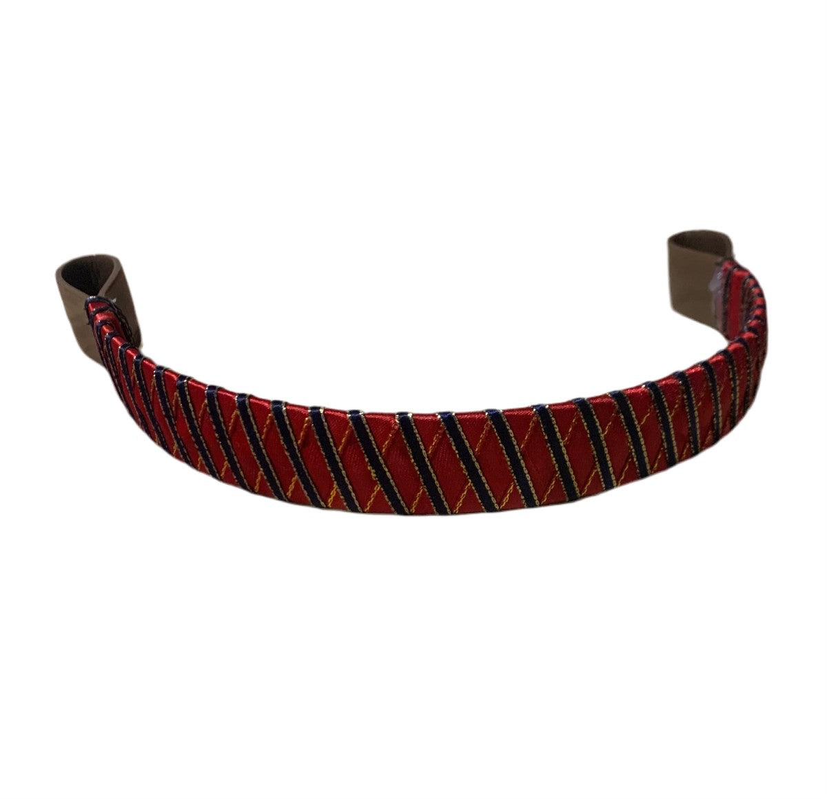 Custom burgundy ribbon browband on a white background