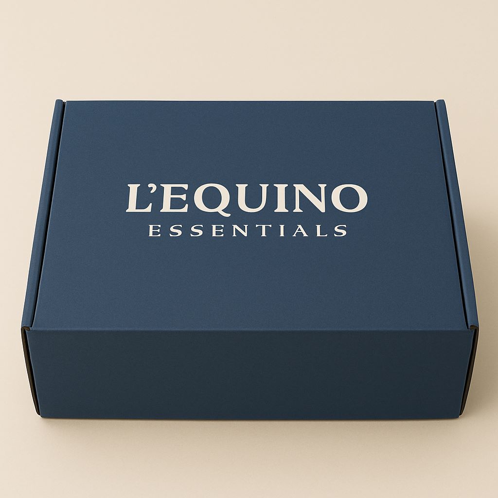 Subscription box packaging on beige background