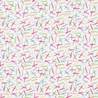 Pattern of colorful dashes on a white background