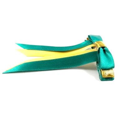 Green and Yellow Hair Bow Side Top Angle - L'Equino Essentials