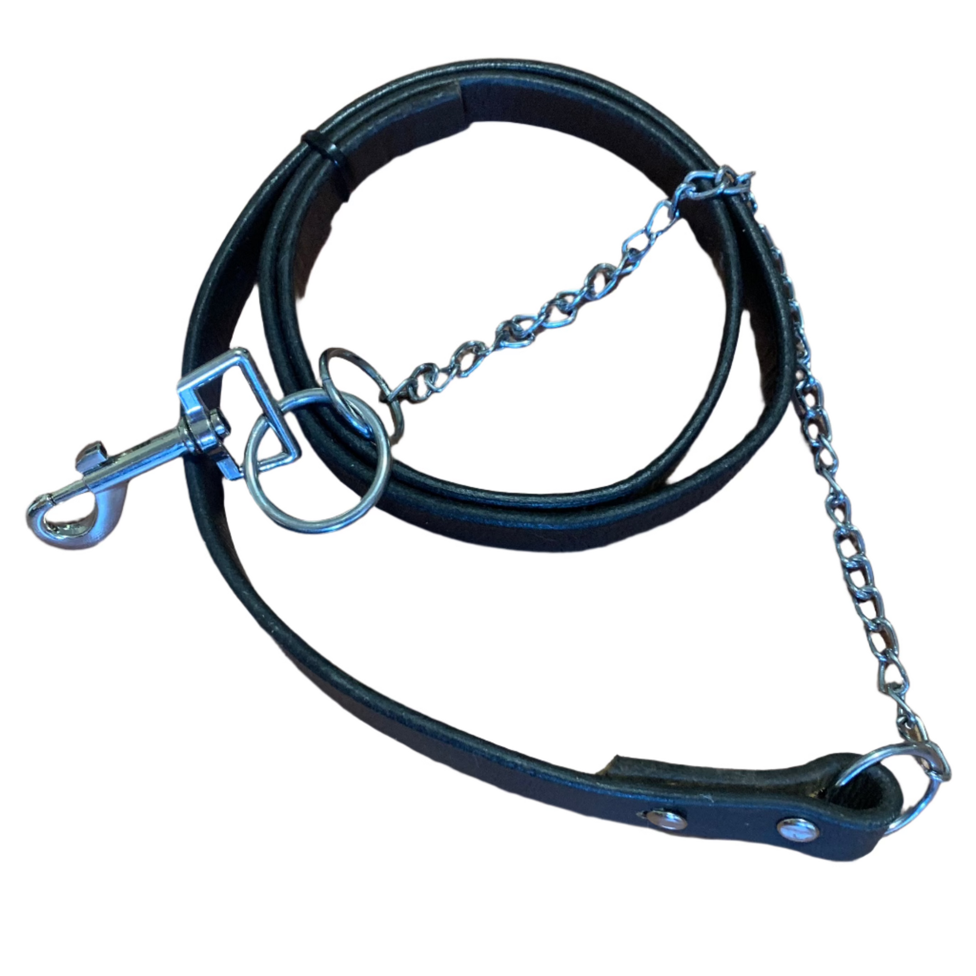 Leather lead rope with 40cm chain