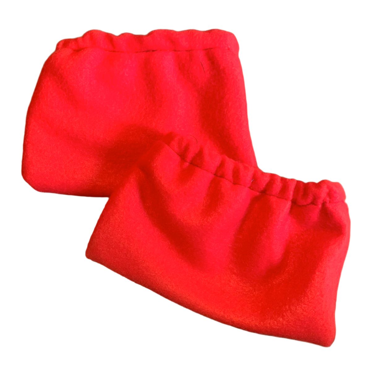 Pair of red Fleece Stirrup Covers made by L'Equino Essentials