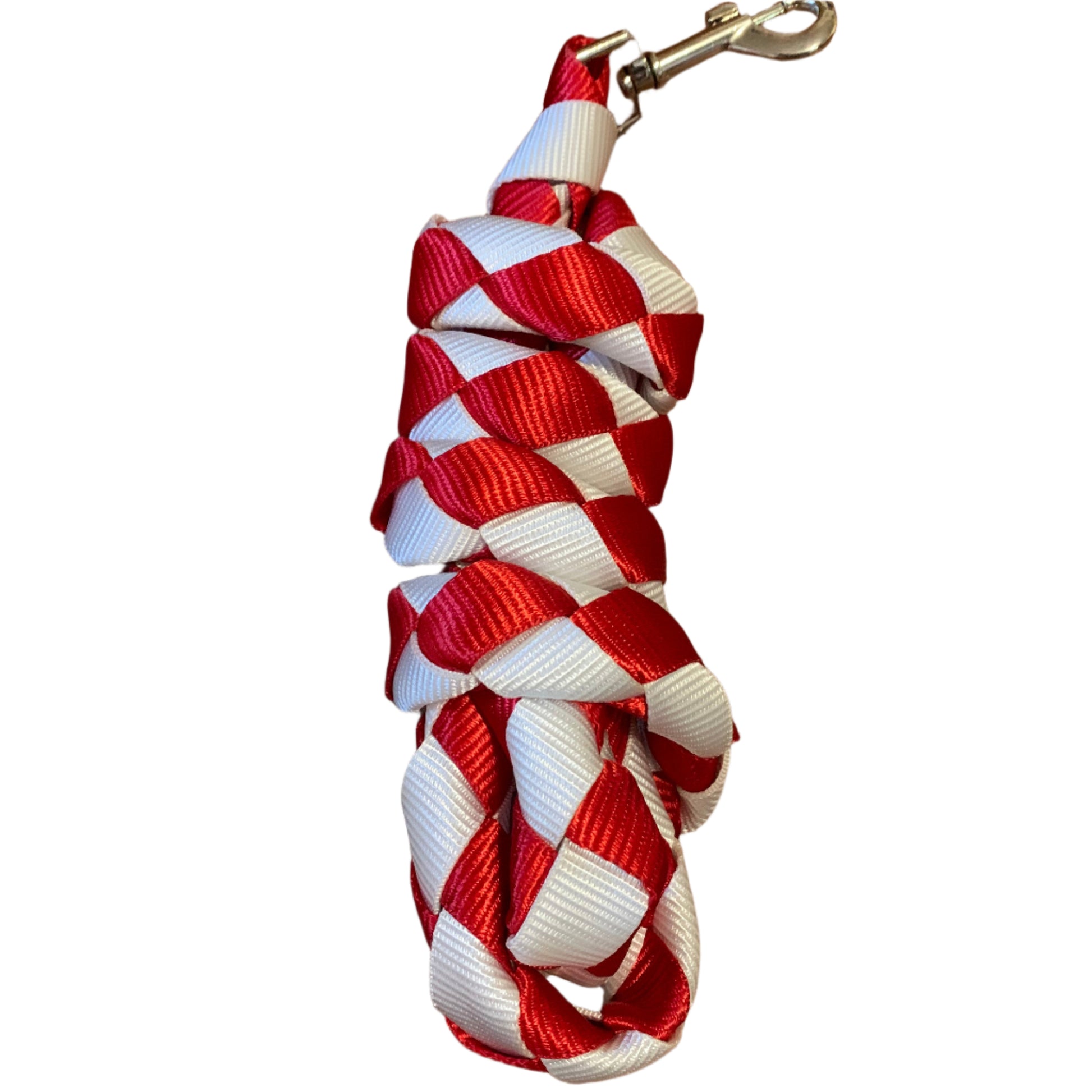 Red and white nylon braided lead rope from L'Equino Essentials