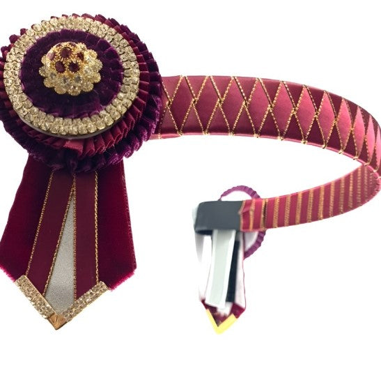 Full image of a stunning Gold Edged Diamond Show Browband showcasing the fine detailing work by L'Equino Essentials