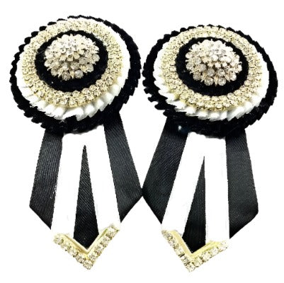 Monochrome Removable Rosette designed by L'Equino Essentials to complement and elevate the look of equestrian accessories during competitions.