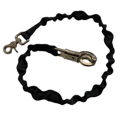 Black bungee horse float & stable tie made by L'Equino Essentials on a white background