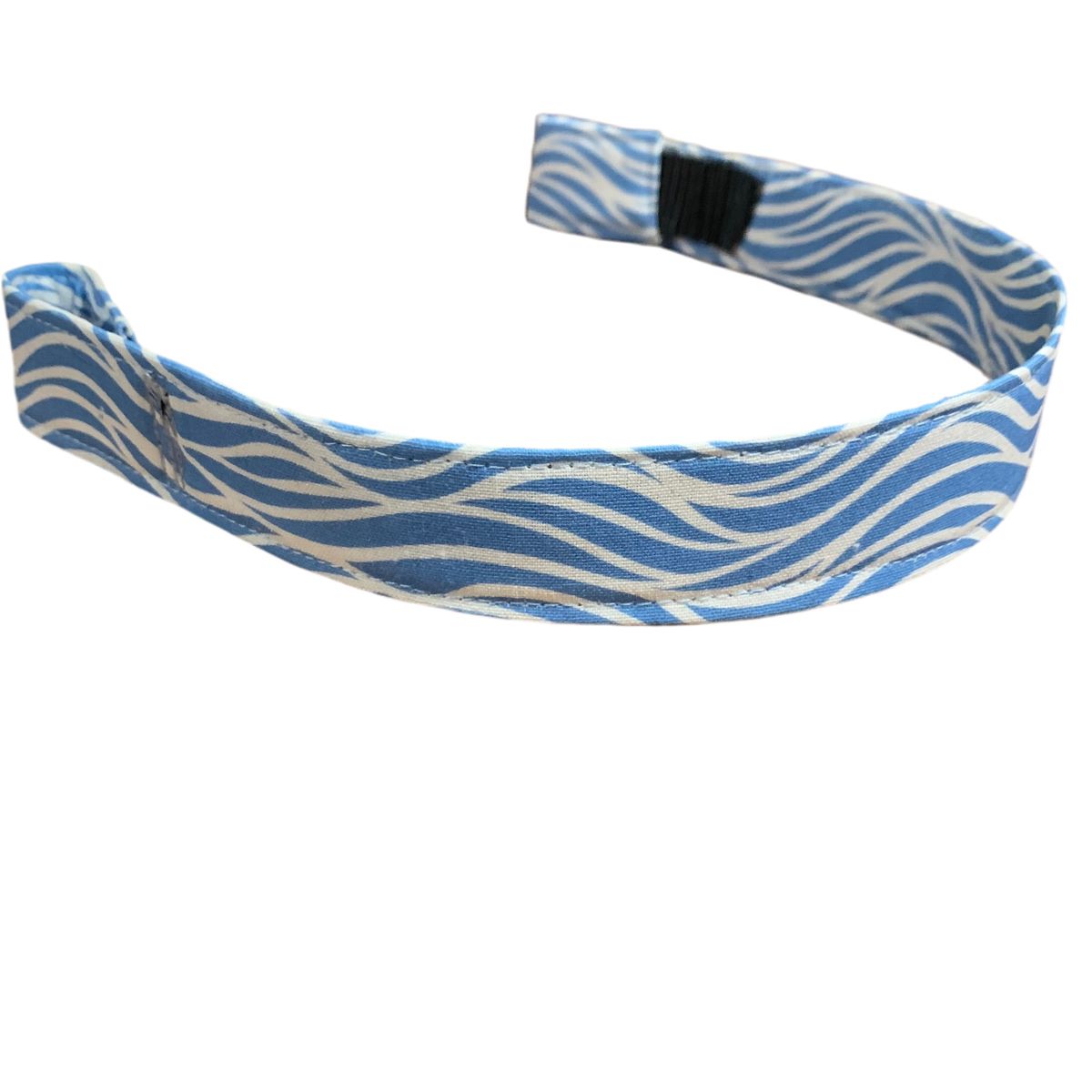 Blue and white striped cotton browband on a white background