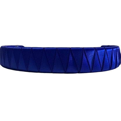 Blue satin browband on a white background made by L'Equino Essentials