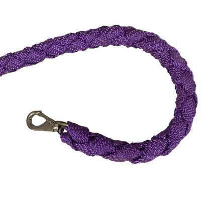 Purple braided lead rope made by L'Equino Essentials on a white background