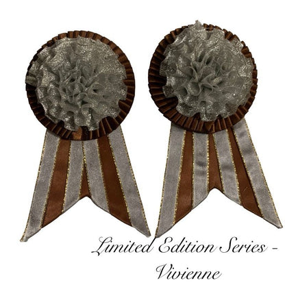Two decorative removable rosettes with brown and silver colors on a white background, labeled 'Limited Edition Series - Vivienne'.