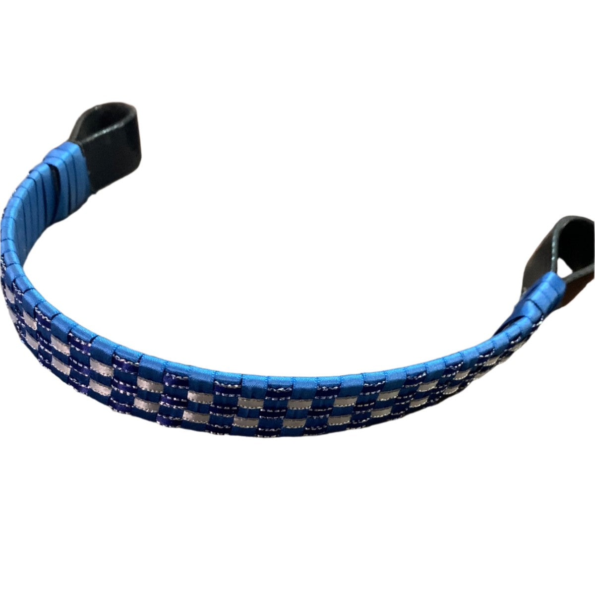 Checkerboard ribbon browband on a white background