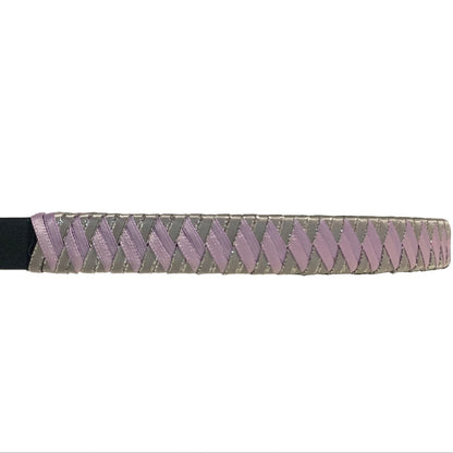 Silver and light purple diamond patterned ribbon browband on a white background made by L'Equino Essentials