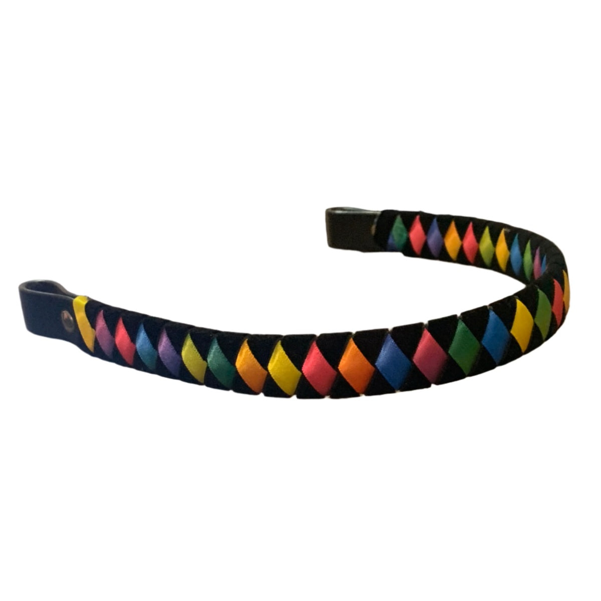 Colorful ribbon browband for horses on a white background made by L'Equino Essentials