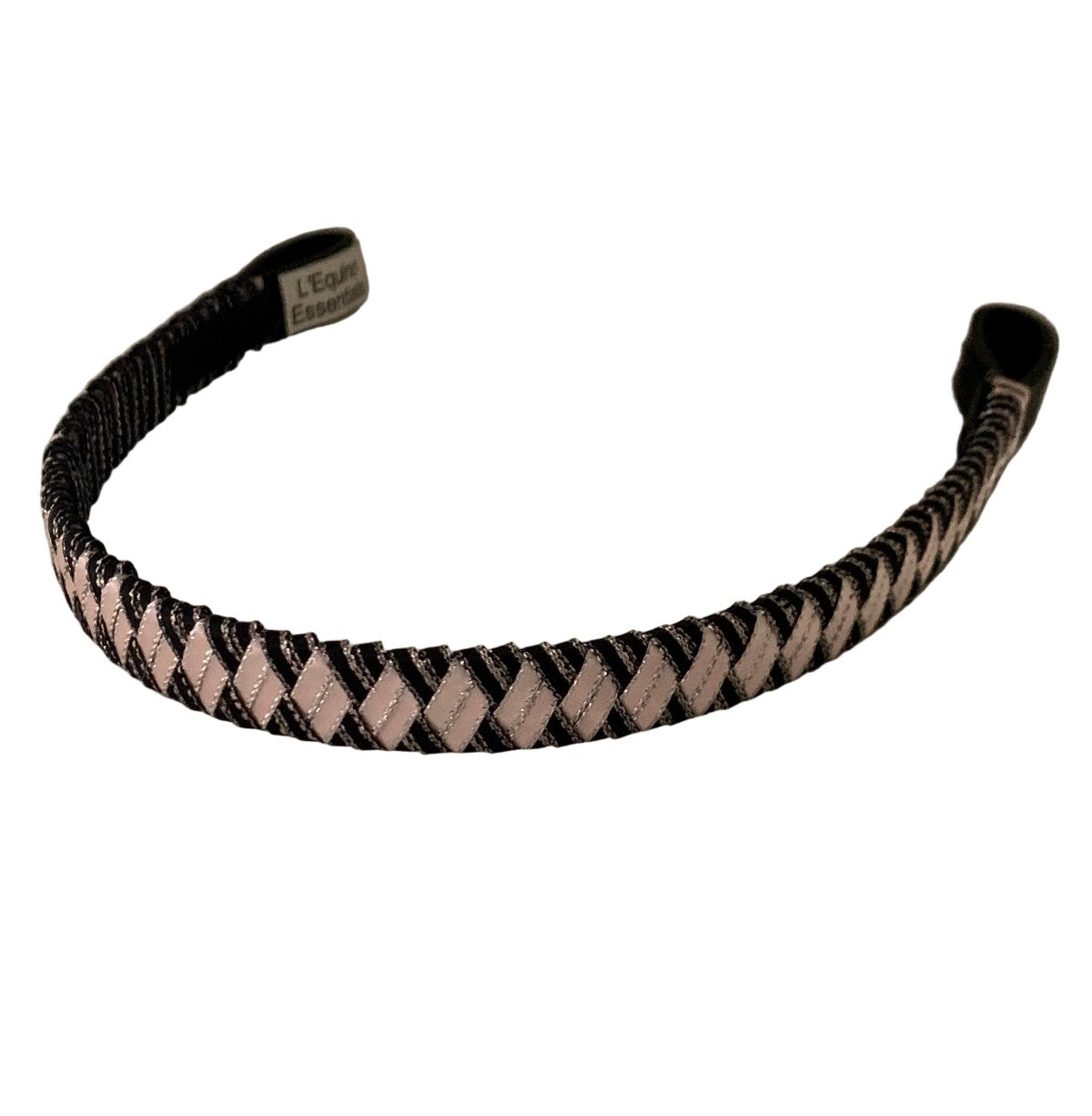 Black and pink diamond browband on a white background