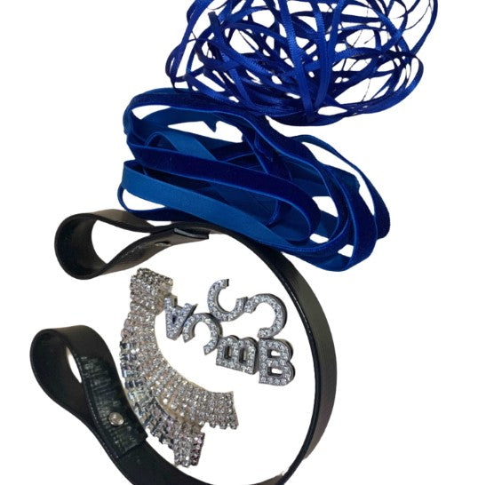 Personalised browband kit with blue ribbon on a white background