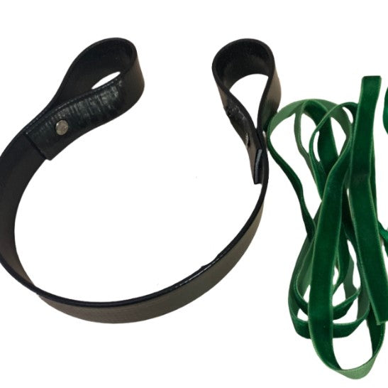 Green DIY ribbon browband kit on white background