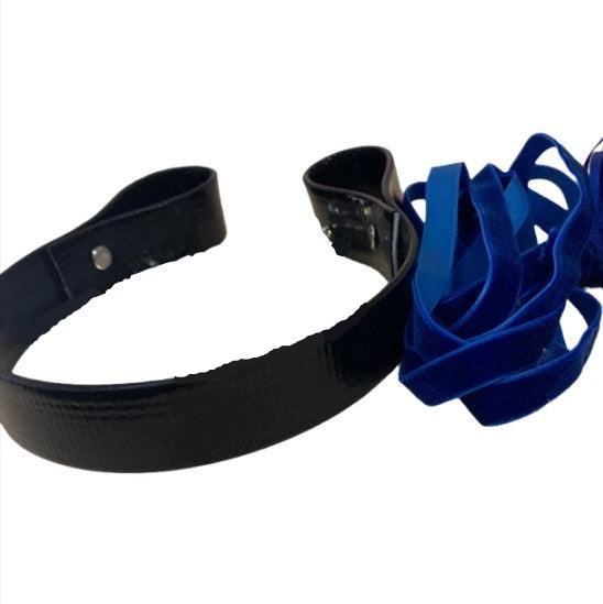 Blue ribbon browband DIY kit on white background