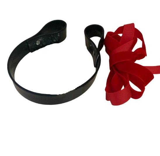 Red DIY ribbon browband kit on white background