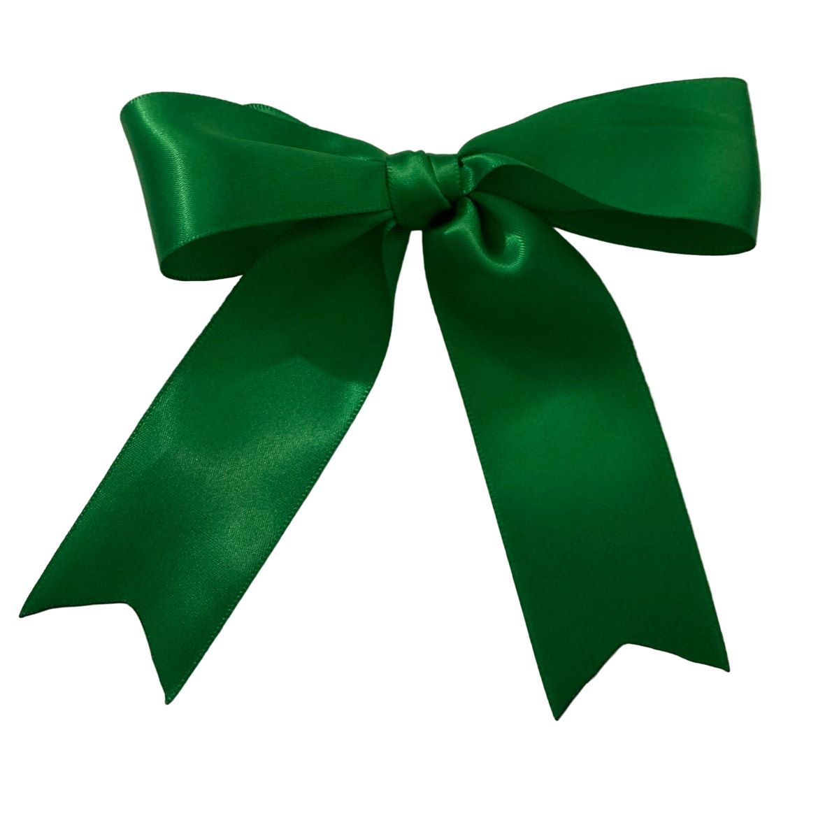 Green satin hair bow on a white background made by L'Equino Essentials