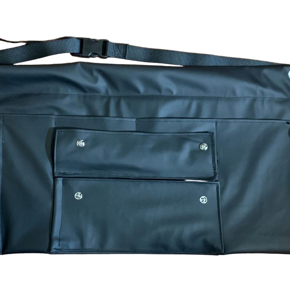 Black braiding apron on a white background