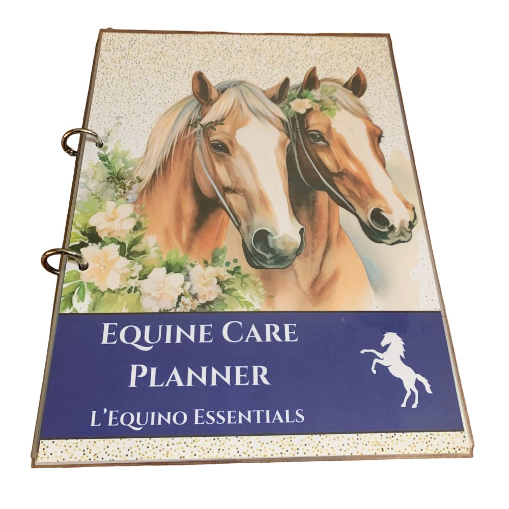 Equine Care Planner with two horses on the cover by L'Equino Essentials