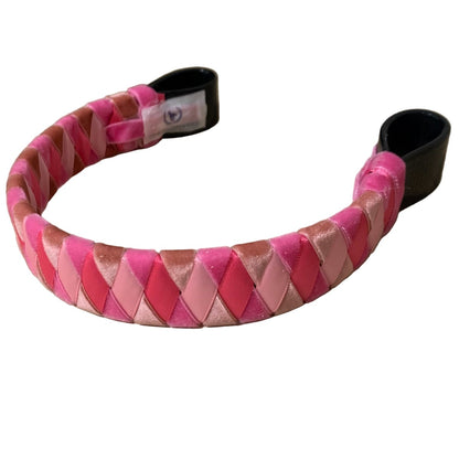 Pink diamond ribbon browband made by L'Equino Essentials on a white background