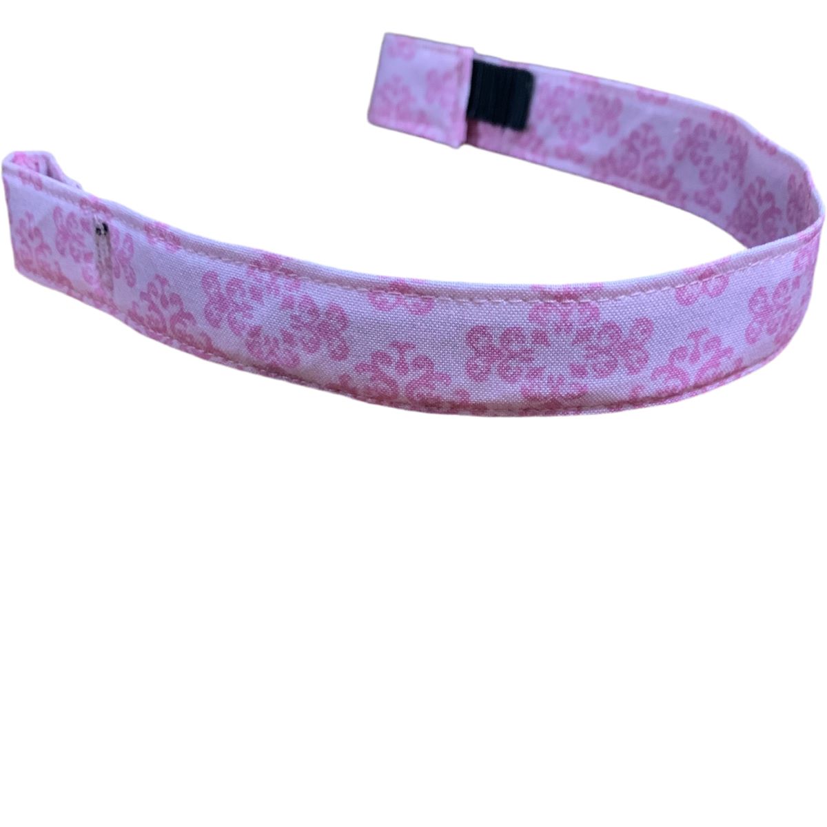 Pink floral patterned cotton browband on a white background