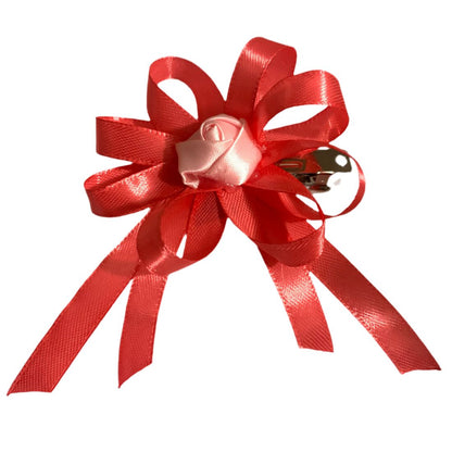 Pink equestrian hair bow on a white background made by L'Equino Essentials