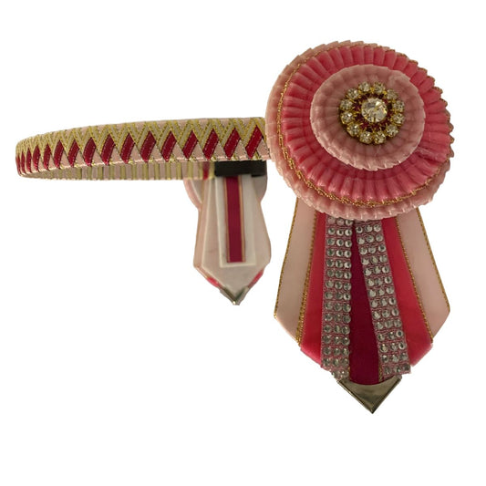 Pink limited edition show browband on a white background made by L'Equino Essentials