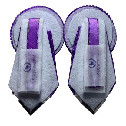 Back view of limited edition purple removable rosettes on a white background