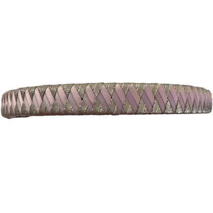 Silver and purple diamond ribbon browband on a white background