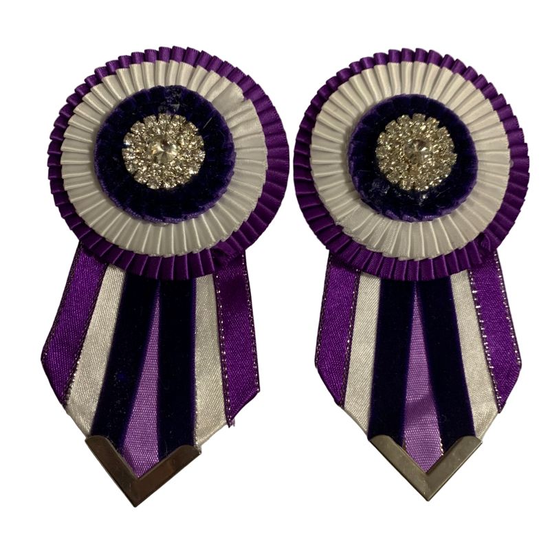 Purple and white removable rosettes on a white background made by L'Equino Essentials