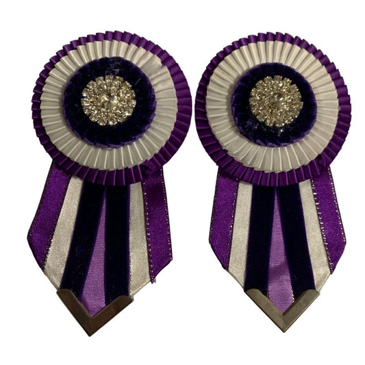 Purple and white removable rosettes on a white background made by L'Equino Essentials