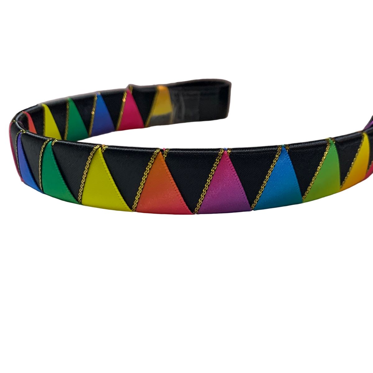 Black and rainbow browband on a white background made by L'Equino Essentials
