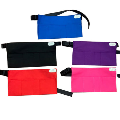 Set of five colorful braiding aprons on a white background