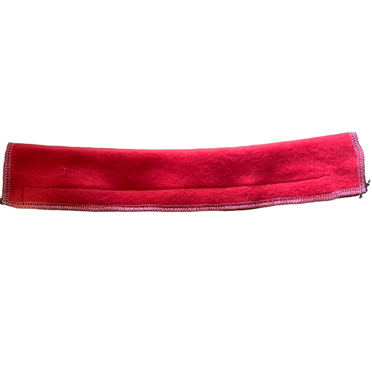 Red fleece browband cover n a white background