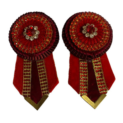 Red crystal removable rosettes on a white background made by L'Equino Essentials