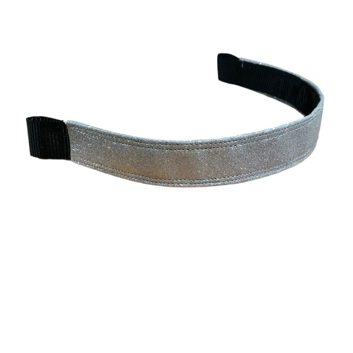 Silver glittery browband on a white background